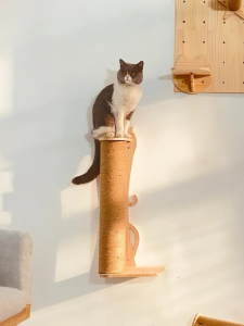 Natural Jute Wall-Mounted Cat Scratching Post Wear-Resistant No Shedding Double-Layer Climbing Column for Large Cats Pet Toys