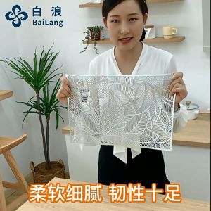 Simple Nordic Style Table Mat Placemat Rectangular Leaf Hot Stamping Heat Insulation Placemat Waterproof