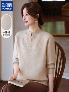 Áo Len Dệt Kim Ngắn Mùa Đông Cho Phụ Nữ Trung Niên Và Cao Tuổi Màu Trơn Cổ Tròn Tay Dài Thường Ngày Chống Tĩnh Điện Ấm Áp