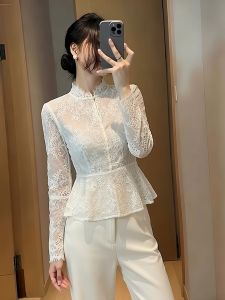 YUFUQING | Elegant Lace Standing Collar Shirt