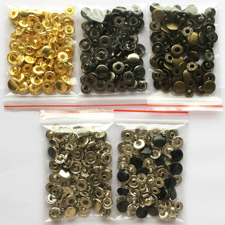 50set Leather Snap Fasteners Kit,10mm 12mm 15mm Metal Button Snaps ...