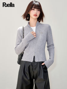 puella | Dual Zip Knit Sweater Jacket Short Style