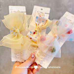 Spring 2025 Baby Hairband with Bowknot in Beige Crown Polka Dot Childrens Hair Accessories Toddler Headwear Hairband