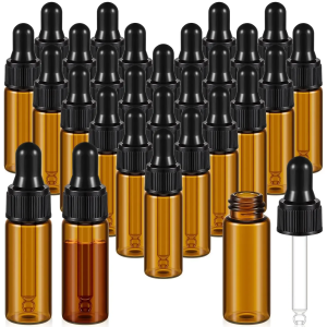5Pcs 1-10ml Glass Dropper Bottles Mini Essential Oil Perfume Sample Containers Amber Chemical Dispenser Travel Dropper Vials
