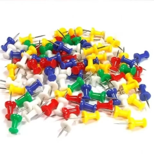 100pcs Colourful Thumb Tack Push Pinclear Plastic Head Thumbtacks For Cork Board Bulletin Board Fixing Nails Diy