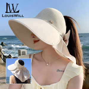 LouisWill Women Summer Cap Half Empty Top Large Brim Summer Visor Cap Women High Ponytail Baseball Cap Sunscreen Cap Outdoor Urban Sports Sun Protection Hat Bowknot Decoration