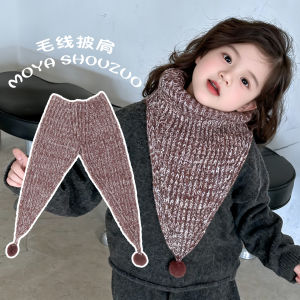 Trendy Knitted Scarf for Children Girls Warm Shoulder Shawl Boys Fashionable Neck Warmer Triangular Scarf Korean Style Autumn Wear