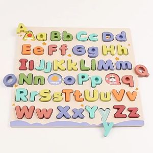 30cm Uppercase Lowercase Letter Wooden Jigsaw Puzzle Alphabet Board Word Plate Early Education Toys