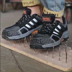 Sepatu Pria Sneakers Safety Sepatu Safety ADDIOS (Ujung Besi + Kevlar) Anti Tusuk Sepatu Lari Sneakers Jogging Sepatu Olahraga Warna BIRU