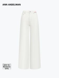 ANN ANDELMAN | Embroidered Straight Loose White Jeans