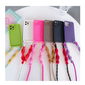 Zeallion vỏ điện thoại lớp áo bảo vệ màu trơn cho [Apple iPhone 15 14 13 12 11 Pro Max x XS XR SE 7 8 Plus] Vỏ Ốp nhựa TPU mềm có dây buộc đeo chéo dài