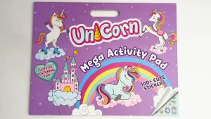 Unicorn Mega Activity Book Pad With Colouring Puzzles Mazes & 100+ Stickers For Kids