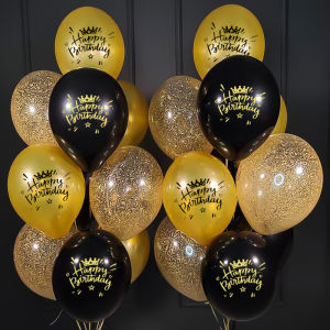 10Pcs 12inch Gold Black Latex Balloons Happy Birthday Kids Birthday Party Decoration Party Ballon Globos Babyshower Supplies