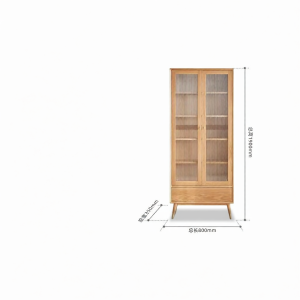 YUANSHI YUANSU | All Solid Wood Oak Storage Cabinet with Glass Doors