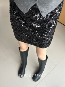 Shining Short Skirt High Waist Velvet Planting Womens New Winter 2024 Fashion Street Style A-Line Mini Skirt Polyester