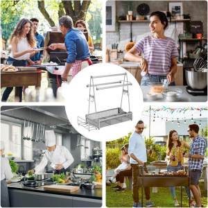 Kitchen Seasoning Container with Towel Rack Condiment Organizer Spice Racks Seasoning Bottle Holder Desktop Storage Rack with Handle for Camping Kitchen Tool