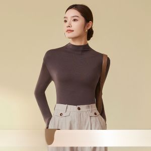 Áo thun nữ MiiOW cổ cao tay dài có lót lông cừu ấm áp thoải mái - mùa đông