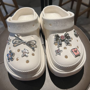 Crocs Accessory Womens Clog Shoe Buckle Silver Butterfly Knot Decorative Buckle Fashionable Hole Shoe Accessory