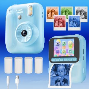 Color Printing Camera Kids Instant Camera 1080P Thermal Print Toys Camera Print Photo Video Games Music Children Gift 32GB