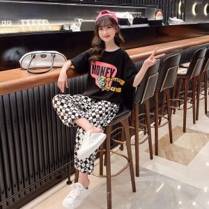 S01-03 Baju kaos MONEY Celana panjang jogger anak perempuan