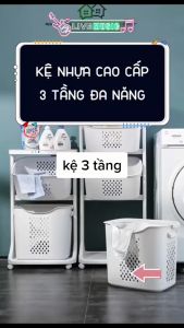 Kệ Đựng Đồ Nhựa Plastic 3 Tầng Có Bánh Xe Cao Cấp Sắp Xếp Quần Áo Thực Phẩm Nhà Bếp Đồ Chơi Đa Năng