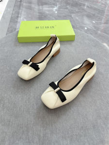 Ladies Fashion Single Shoes Butterfly Knot Design Genuine Leather Slip-On Summer New Style Flat Bottom Rubber Sole Casual Loafers