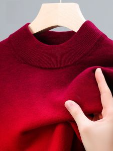 ROMON | Lormen Mens Knitted Sweater Mid-thickened Winter Fashion Casual Loose Fit Long Sleeve High Collar Red Dragon Year New Years Top