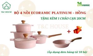 BỘ 4 NỒI ĐÁY TỪ ECORAMIC CAO CẤP (QUÁNH 16CM NỒI 18CM.20CM.22CM) CHÍNH HÃNG_HỒNG PHẤN
