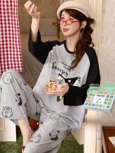 GONGDIE | Soft Comfortable Sleepwear Cotton Long Sleeve For Spring Autumn