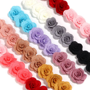 10pcs/lot 3cm Colorful Artificial Flower Pearl Linen Fabric Rose Flowers For DIY Sewing Clothing Crafts Decoration Accessories