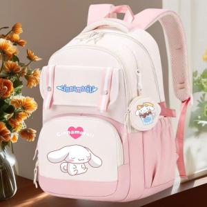 Cinnamoroll กระเป๋าเป้สะพายหลังขนาดใหญ่การ์ตูน Daypack เดินทางกระเป๋าเป้สะพายหลังโรงเรียนกระเป๋าสําหรับเด็กผู้หญิง Mochila พร้อมกระเป๋าใส่เหรียญ
