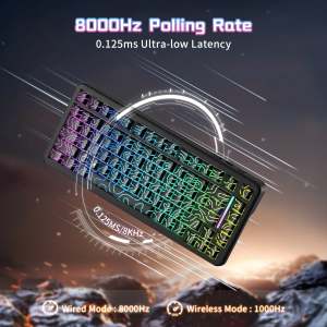 ATTACK SHARK | ATTACK SHARK X82Pro HE Wireless Magnetic Axis Gaming Keyboard 8KHz Rate 0.01mm RT Precision 5000mAh Tri Mode RGB 82 Keys PBT