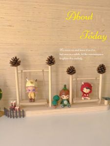 กล่องเก็บของแบบมีชั้นหลายชั้นทำจากไม้แท้ กล่องเก็บของสำหรับตุ๊กตา ของเล่น ของตกแต่งโต๊ะทำงาน กล่องเก็บของสำหรับผู้ใหญ่