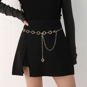 Metal Flower Waist Chain Womens Skirt Fashionable Belt Decorative Chain Dress Waist-Hugging Four Seasons Accessories