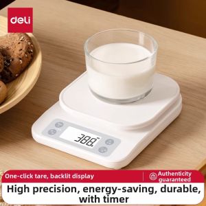 deli | Cân Điện Tử Nhỏ Chính Xác Cao Cho Bếp Có Đồng Hồ Đếm Thời Gian