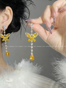 Elegant Long French Style S925 Silver Autumn Winter New Vintage Face Slimming Fashion Jewelry Earrings for Women