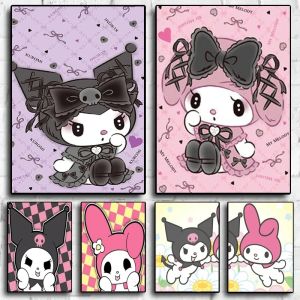 Japanese Classic Anime Sanrios Kuromi Cute Canvas Painting Birthday Gift Modern Home Childrens Bedroom Decoration