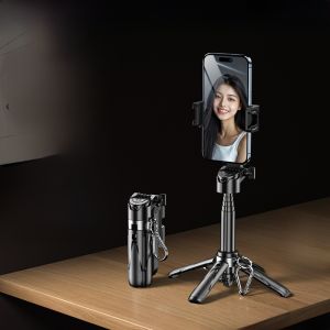 Ultra Mini Four-In-One Selfie Stick Portable Tripod for Travel Photography Universal Mobile Phone 360 Degree Rotation Anti- Shake Vlog Concert Bluetooth Special