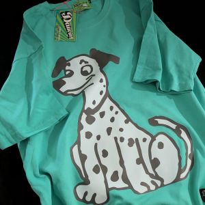 Daiwing Sweet Cool American Style Cartoon Spot Dog Couple Short Sleeve T-Shirt round Neck Loose Fit Spring Summer Trendy Youth