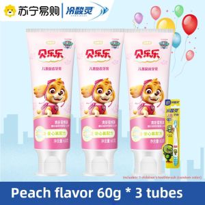 Fluoride Childrens Toothpaste Set Fun Dental Care for Kids 2-12 Years Old Baby Suitable Fresh Fruit Flavor Oral Cleaning
