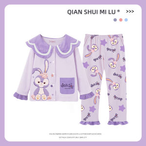 QIANSHUIMILU | Bộ Đồ Ngủ Bé Gái Tay Dài Cotton Mỏng