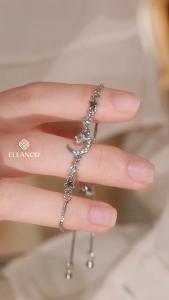 Vòng tay nữ dây rút Eleanor Accessories hình mặt trăng đính đá phụ kiện trang sức lắc tay 10290