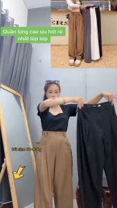 Quần suông bigsize nữ túi hộp cột nơ túi Quần dài ống rộng size lớn mập 60-95kg QNT