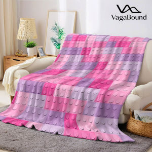 BILIBILI | Pink Lego Brick Tile Flannel Blanket Warm Soft Halloween Christmas Decorative Couch Warm Cozy All-Season Gift