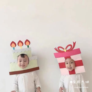 Childrens Birthday Party Hat Decorations Boys Girls One Year Old Cake Topper Props Balloons Photography Scene Accessories