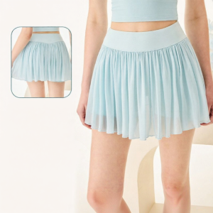 Anti-See-Through High-Waisted Yoga Skirt Mesh