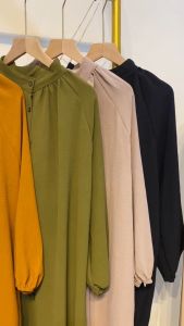 Meisa Long Tunik Polos Crinkle Airflow Atasan Wanita Remaja Muslim Terbaru Kondangan Kekinian Jumbo Dan Standar