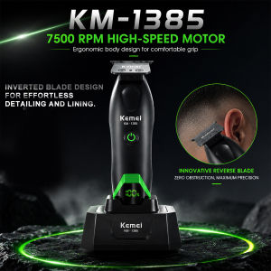 Kemei | Kemei KM-1385 Electric Hair Clipper for Men T-Blade 7500RPM 5W DC Motor with Dock LED Display Professional Hair Trimmer Machine