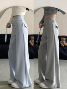 Quần Thể Thao American Grey Dành Cho Nữ Mùa Xuân Thu Mới Cạp Cao Quần Dài Ống Đứng Rộng Rãi Quần Dài Thường Ngày