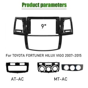 2Din Car DVD Frame Audio Fitting Adaptor Kits Facia Panel 9\" for Toyota Hilux Fortuner 2009-2015 Double Radio Player
